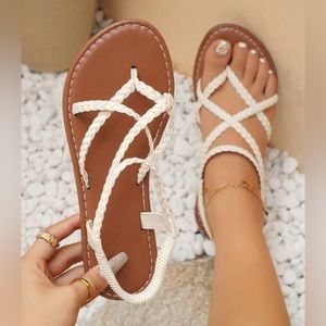 SHEIN White Braided Sandals
